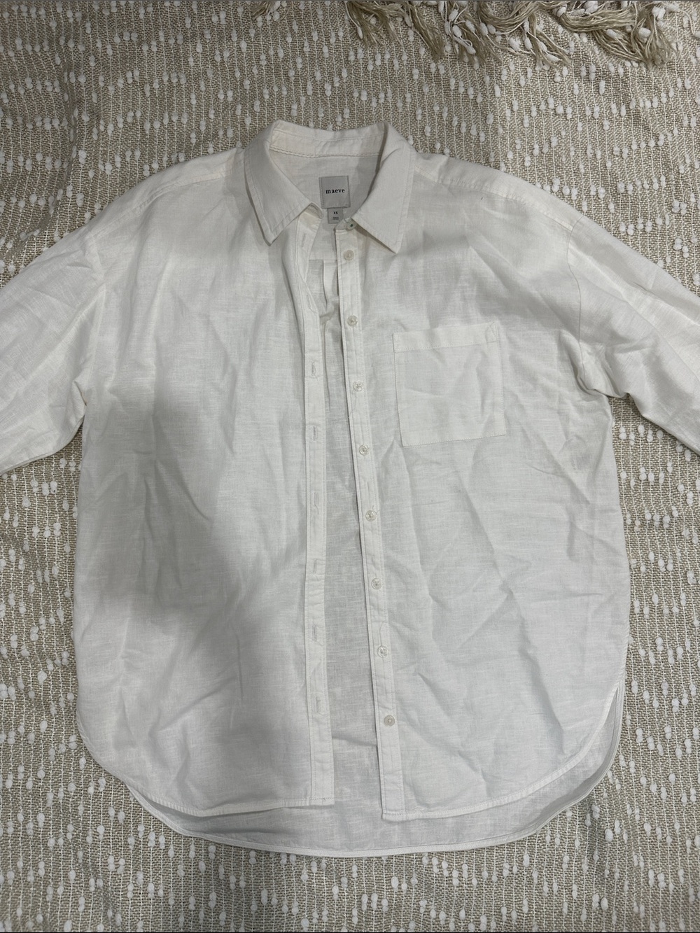 Maeve Ivory Casual Button-Down Shirt